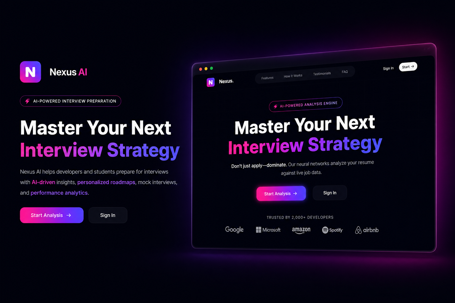 Nexus — AI Resume Analyzer & Interview Prep Platform deployment interface overview
