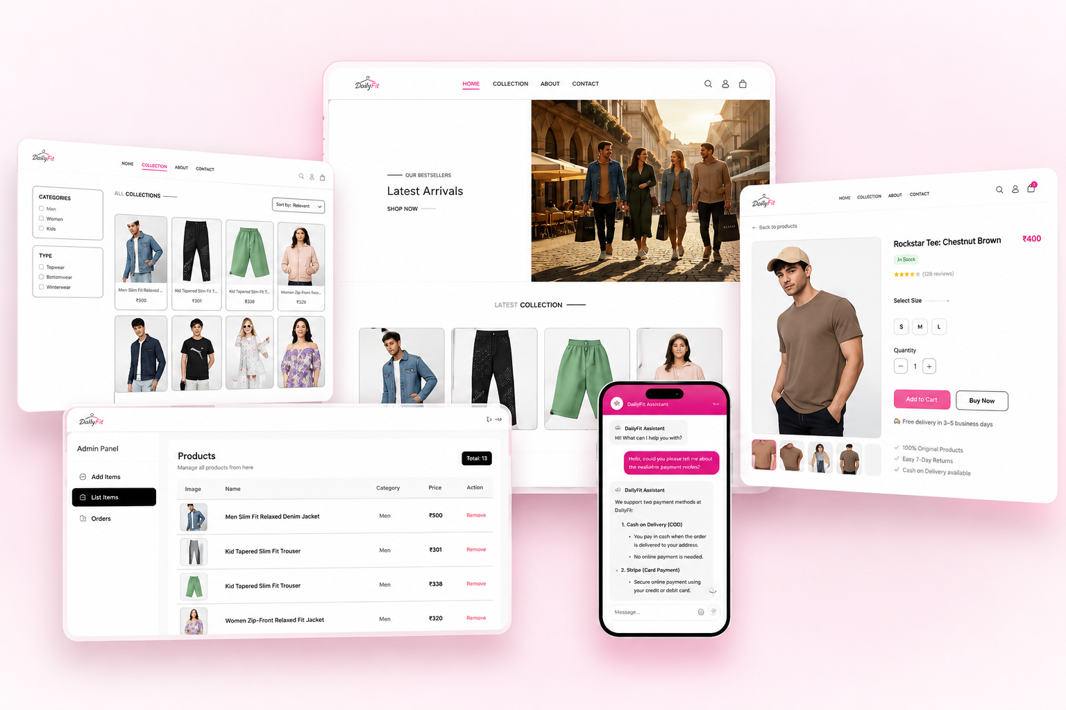 DailyFit — Full-Stack E-Commerce Ecosystem deployment interface overview
